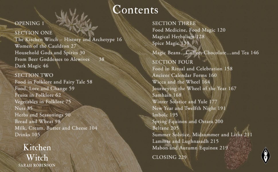 Contents of Kitchen Witch by Sarah Robinson, Womancraft Publishing