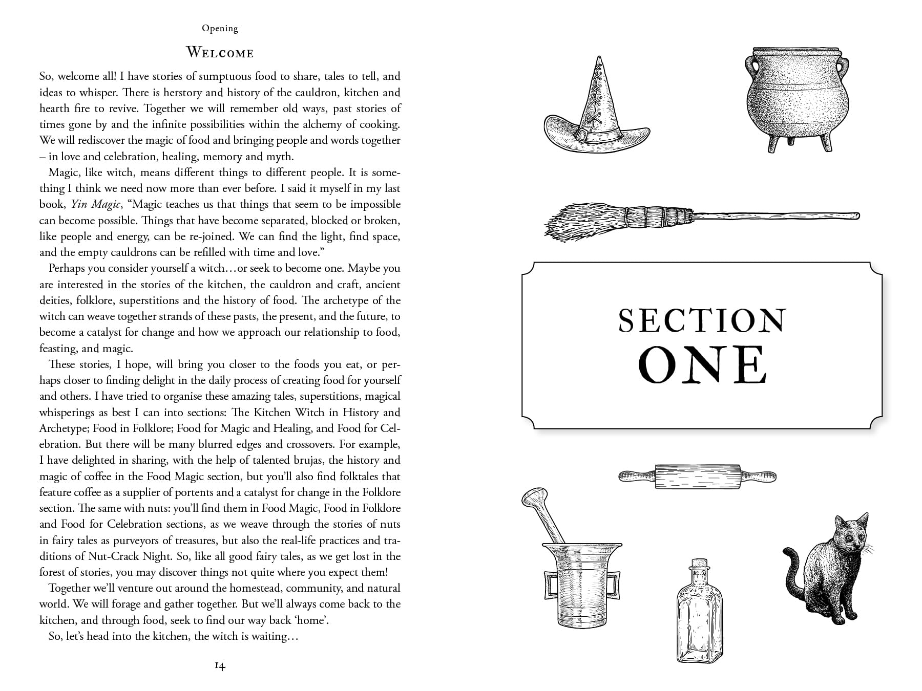 Sample spread from Kitchen Witch by Sarah Robinson, Womancraft Publishing
